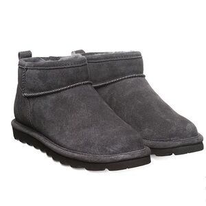 Bearpaw Shorty Water Resistant Winter Boots Graphite Suede Fur Lined 6